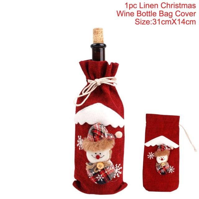 FengRise Christmas Decorations for Home Santa Claus Wine Bottle