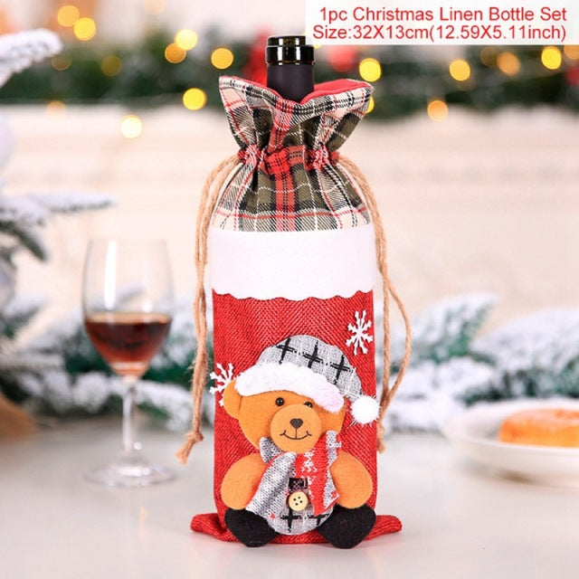 FengRise Christmas Decorations for Home Santa Claus Wine Bottle