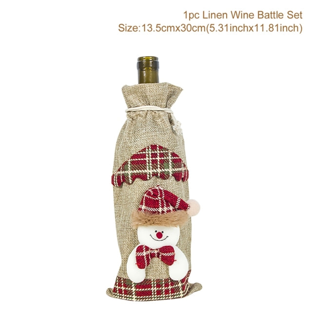 FengRise Christmas Decorations for Home Santa Claus Wine Bottle