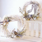 White Garland Wicker Round Design Christmas Tree Rattan