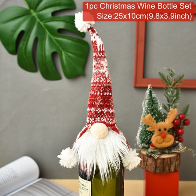 FengRise Christmas Decorations for Home Santa Claus Wine Bottle