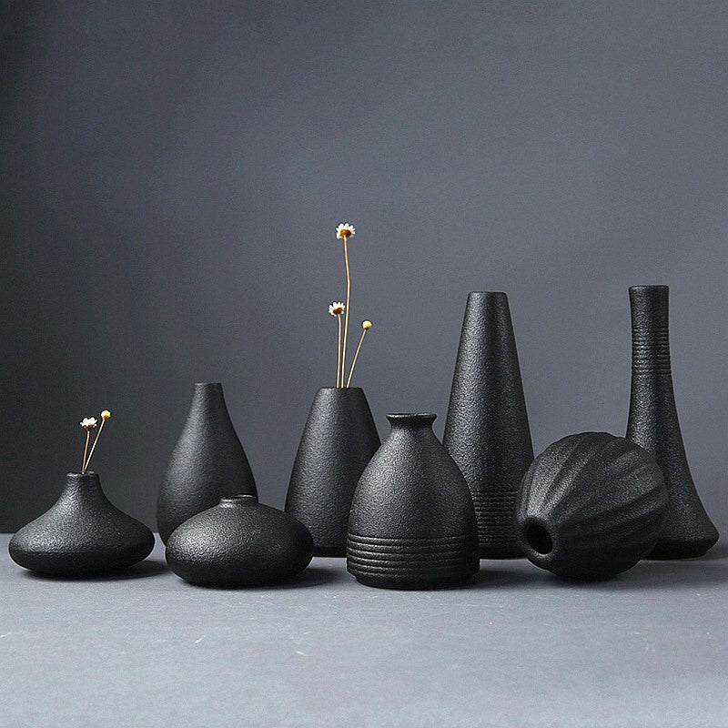 Black Ceramic Small Vase Home Decoration Crafts