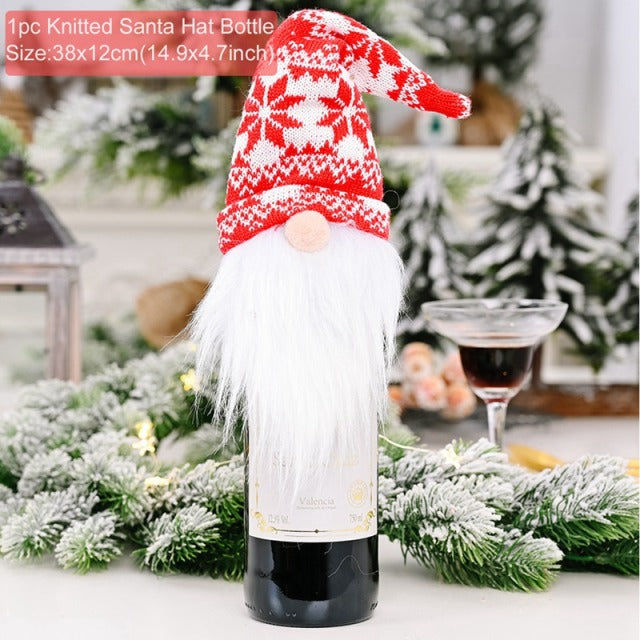 FengRise Christmas Decorations for Home Santa Claus Wine Bottle