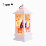 Santa Claus Snowman Lantern Light Merry Christmas