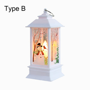 Santa Claus Snowman Lantern Light Merry Christmas