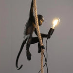 Modern Black Monkey Lamp Hemp Rope Pendant Lights