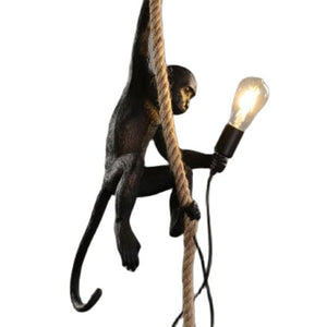 Modern Black Monkey Lamp Hemp Rope Pendant Lights