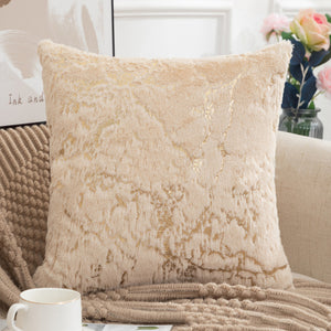 Fur Cushion Cover Decorative Super Soft Golden Plush Pillow