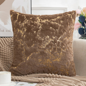 Fur Cushion Cover Decorative Super Soft Golden Plush Pillow