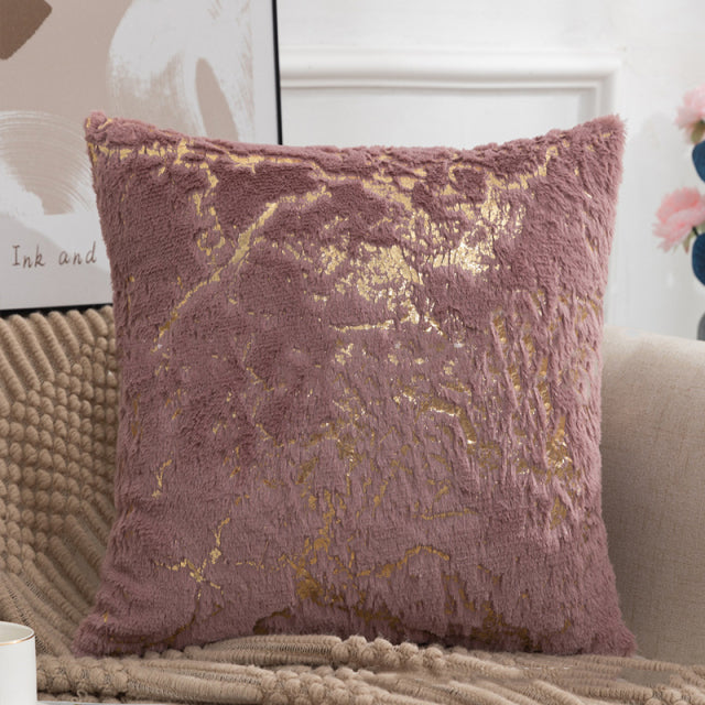 Fur Cushion Cover Decorative Super Soft Golden Plush Pillow