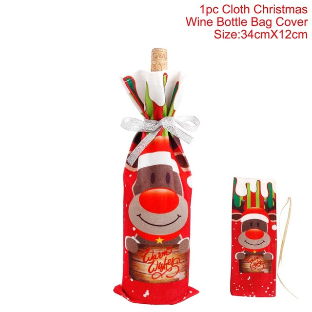 FengRise Christmas Decorations for Home Santa Claus Wine Bottle